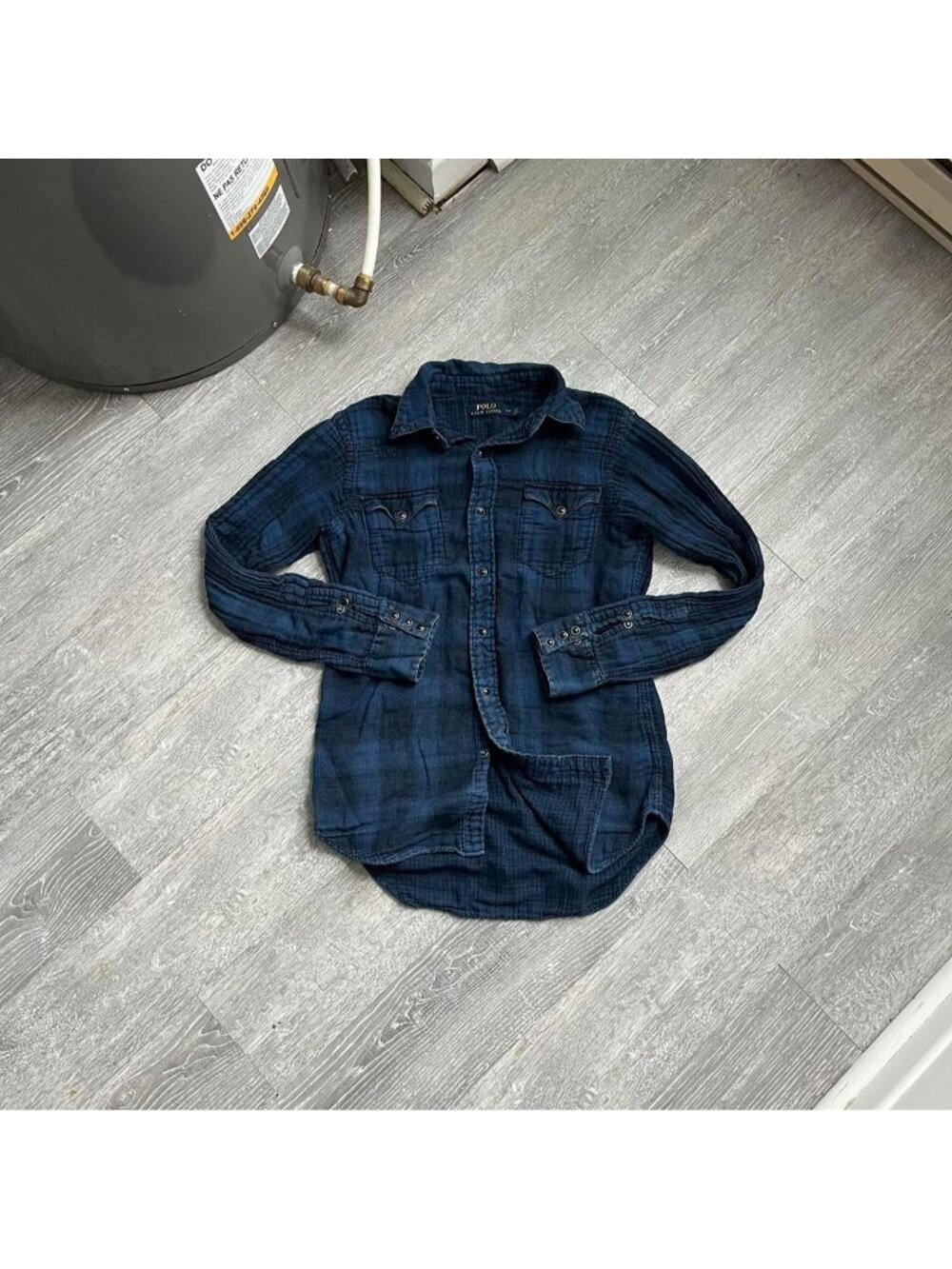 Blue / Navy Blue Polo Ralph Lauren Western Style Plaid Shirt